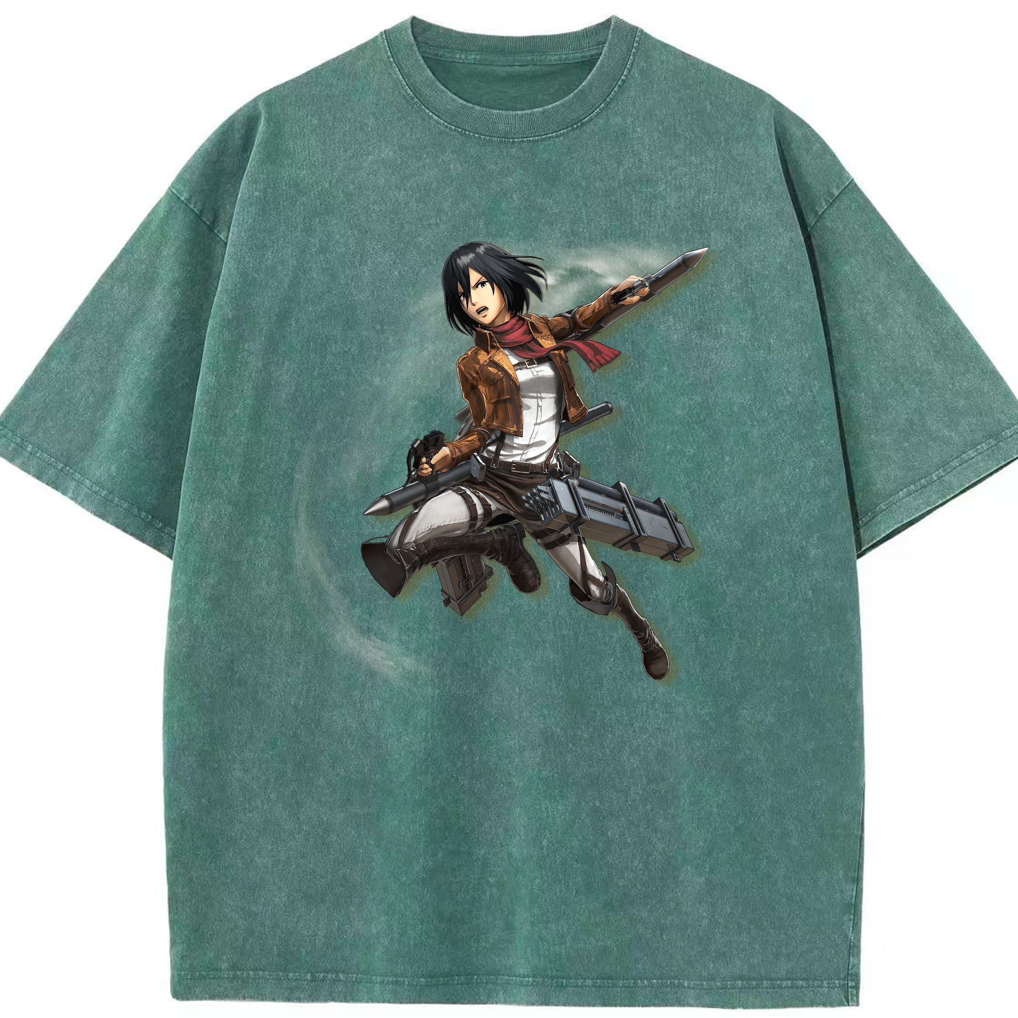 （画像用） 進撃の巨人 ミカサ·アッカーマン Attack on Titan Mikasa Ackerman 綿100% ヴィンテージ風 半袖Tシャツ（フロントプリント）